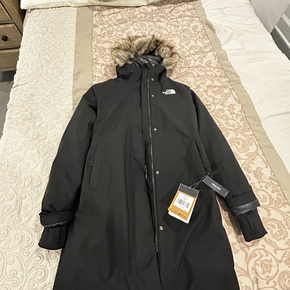 Authentic **NWT 
The North Face Black Coat with Fur Trim